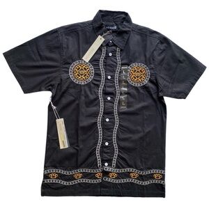Reason Brand Yuma Embroidery Short Sleeve Size L Men’s 100% Cotton‎ Shirt